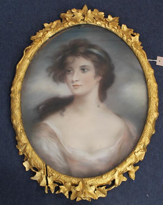 English School (c.1900) Portrait of a lady, oval, 22 x 17.5in.